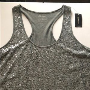 Express Sequins Razor back Tank Top